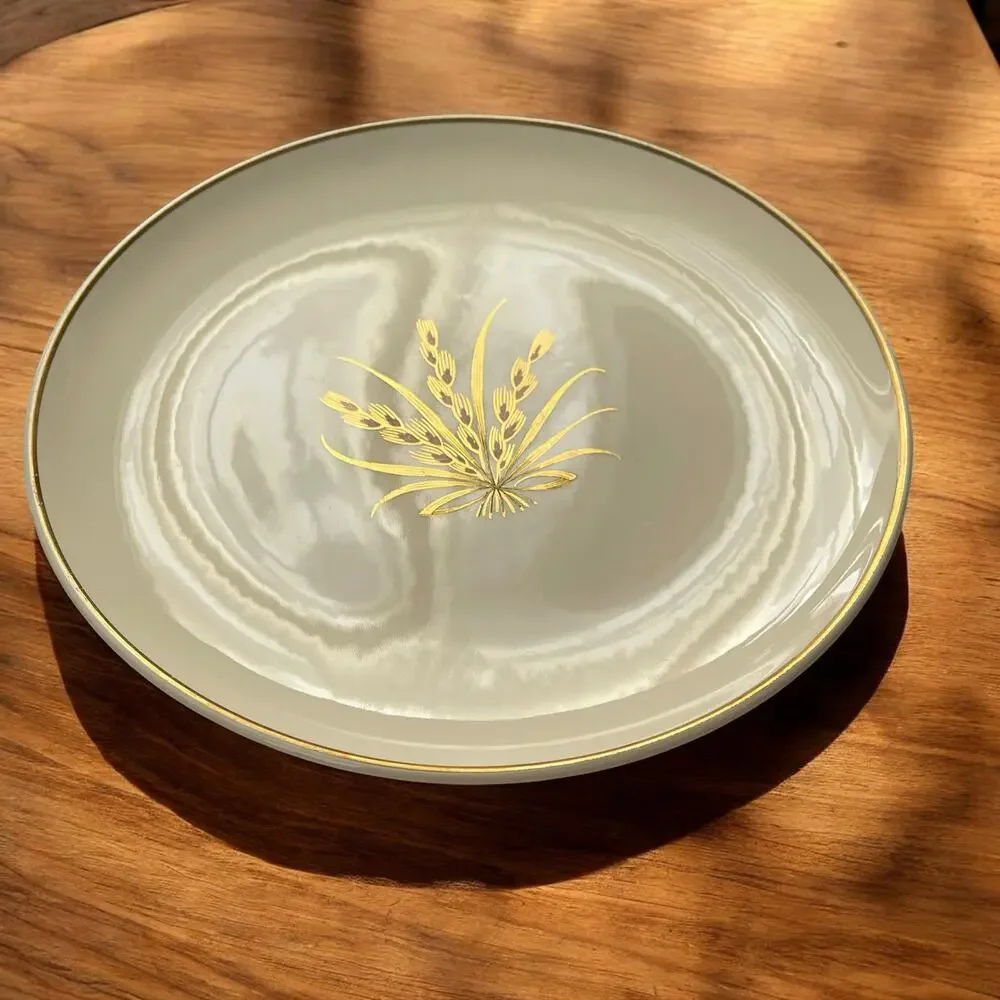 Vtg. Rare Universal Ballerina Gold Wheat Salad Plate Union Made USA 50s Bow Mod
